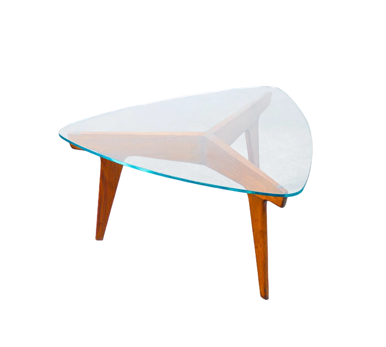 Triangular wood and glass coffee table by Gio Ponti, 1950s 8