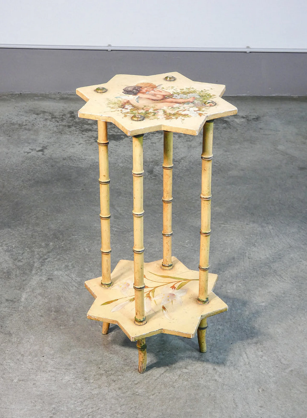 Lacquered and painted wood guéridon side table, early 20th century 6