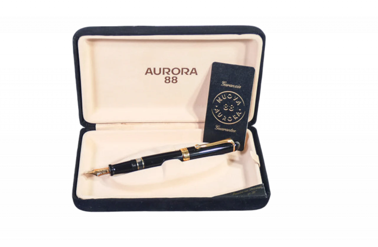 Penna stilografica Aurora Nuova 88 di Nizzoli con custodia, anni '80 13