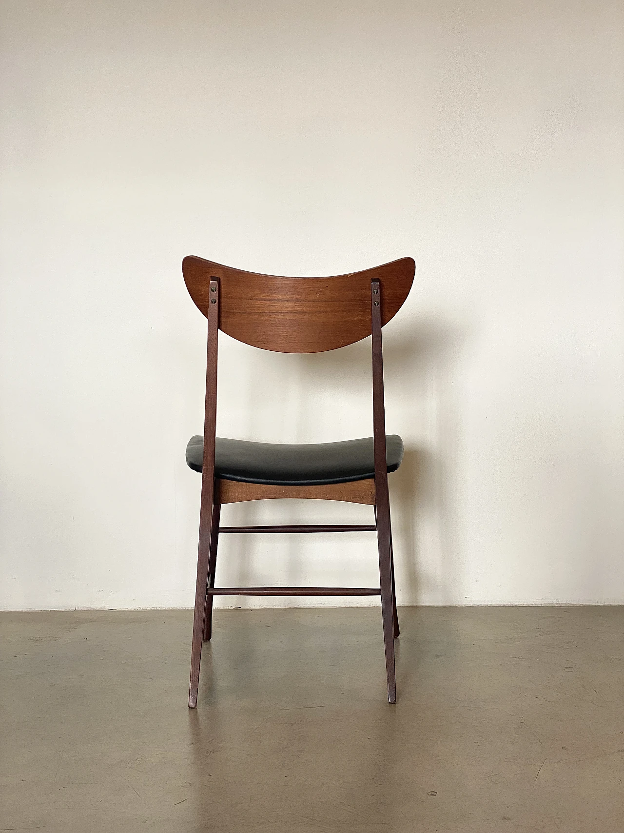4 Teak chairs with leatherette seat, 1960s 4