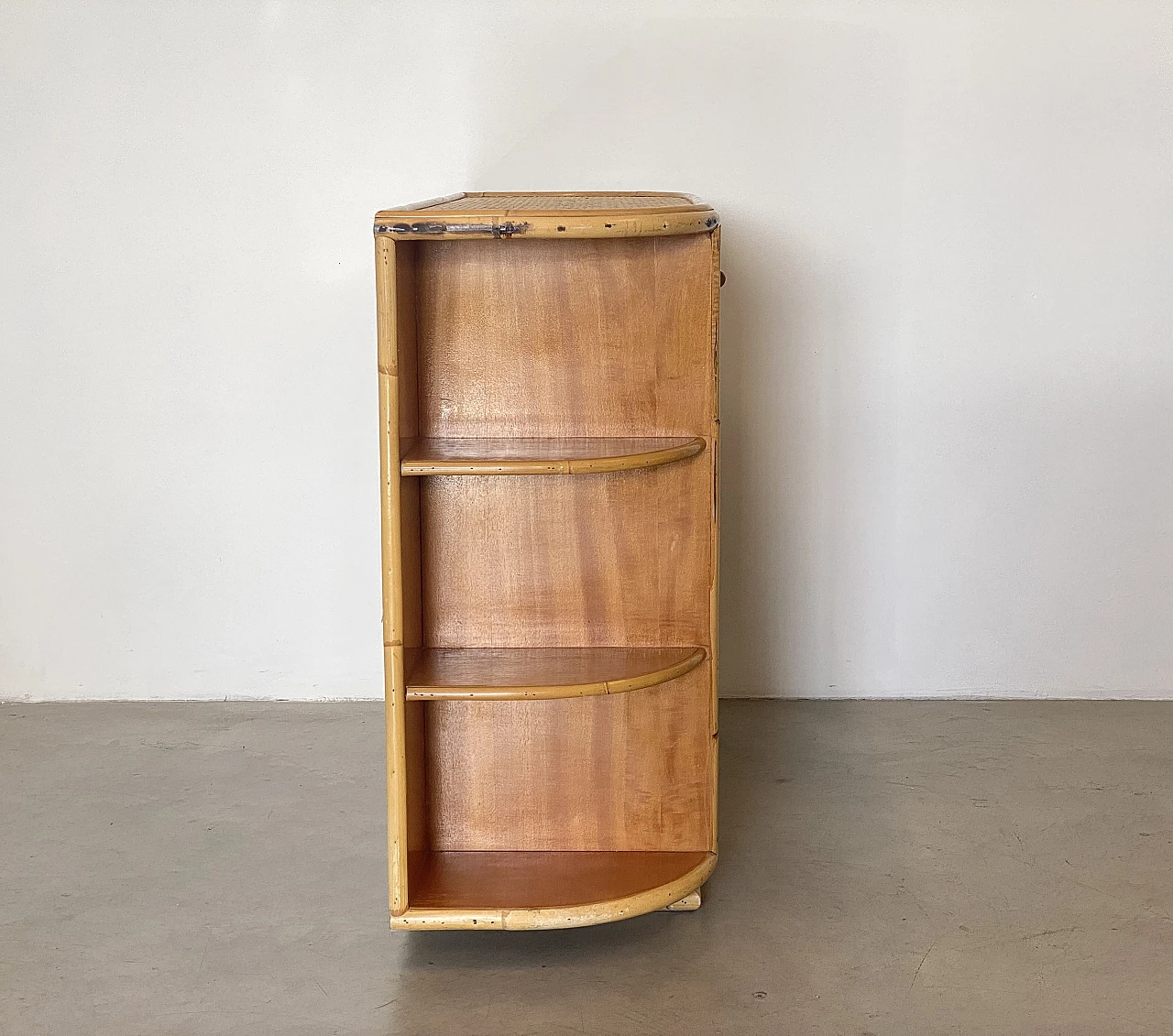 Wicker and bamboo sideboard, 1970s 1