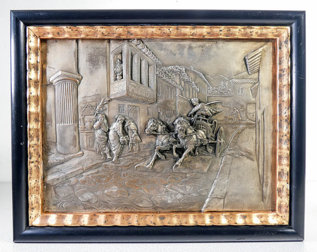 Bas-relief with running chariot by Argenteria Guido Galbiati, 1950s 1