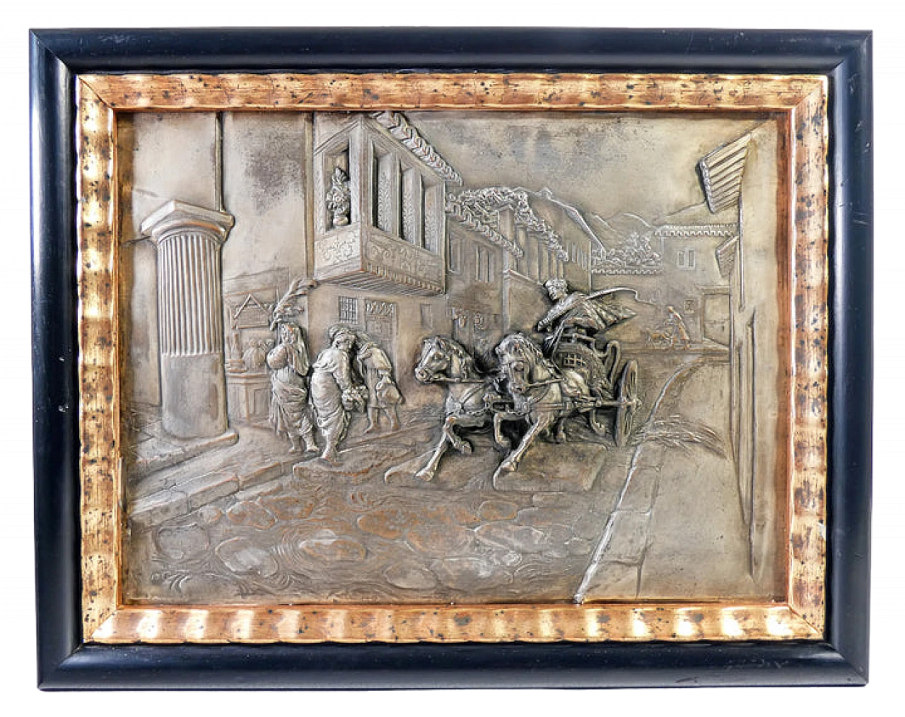 Bas-relief with running chariot by Argenteria Guido Galbiati, 1950s 8