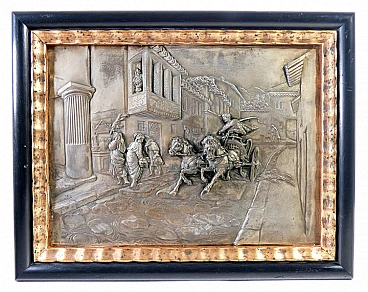 Bas-relief with running chariot by Argenteria Guido Galbiati, 1950s