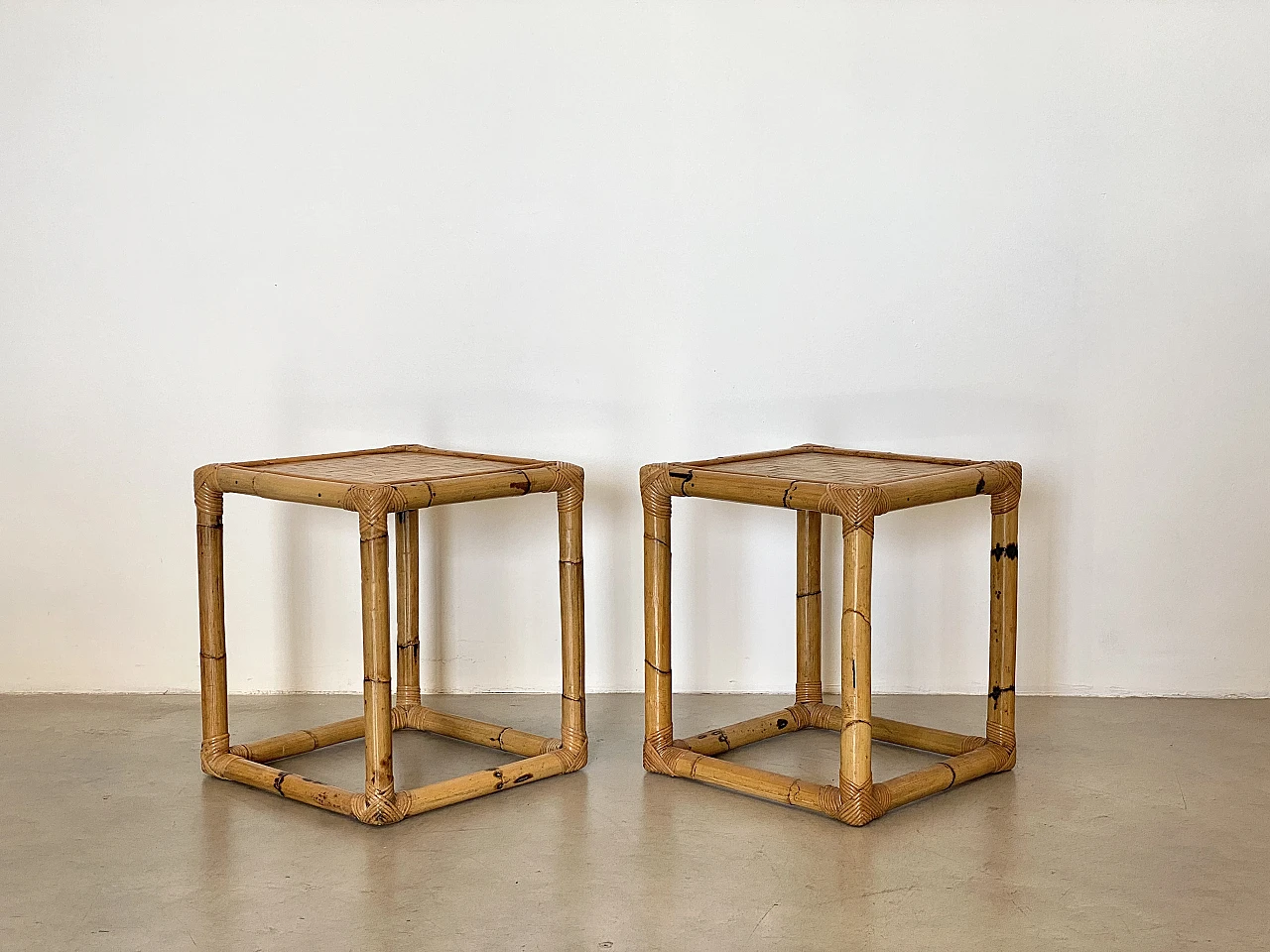 Pair of bamboo coffee tables, 1970s 1