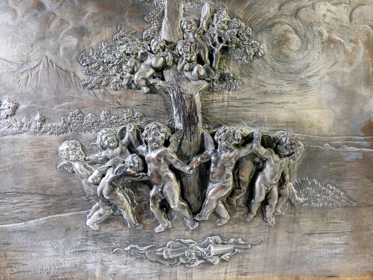 Bas-relief with celebrating putti by Argenteria Guido Galbiati, 1950s 3