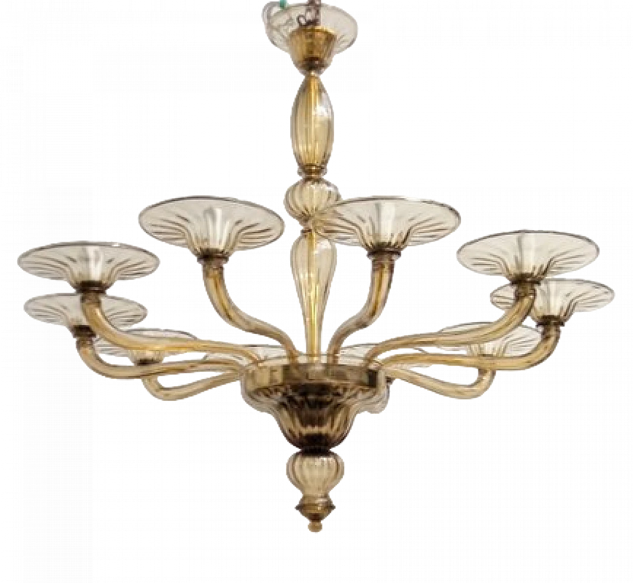 Amber smoked Murano glass chandelier by Cappellin, 1970s 14