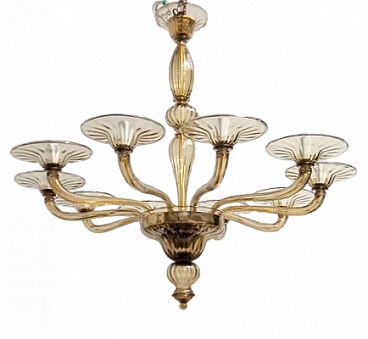 Amber smoked Murano glass chandelier by Cappellin, 1970s