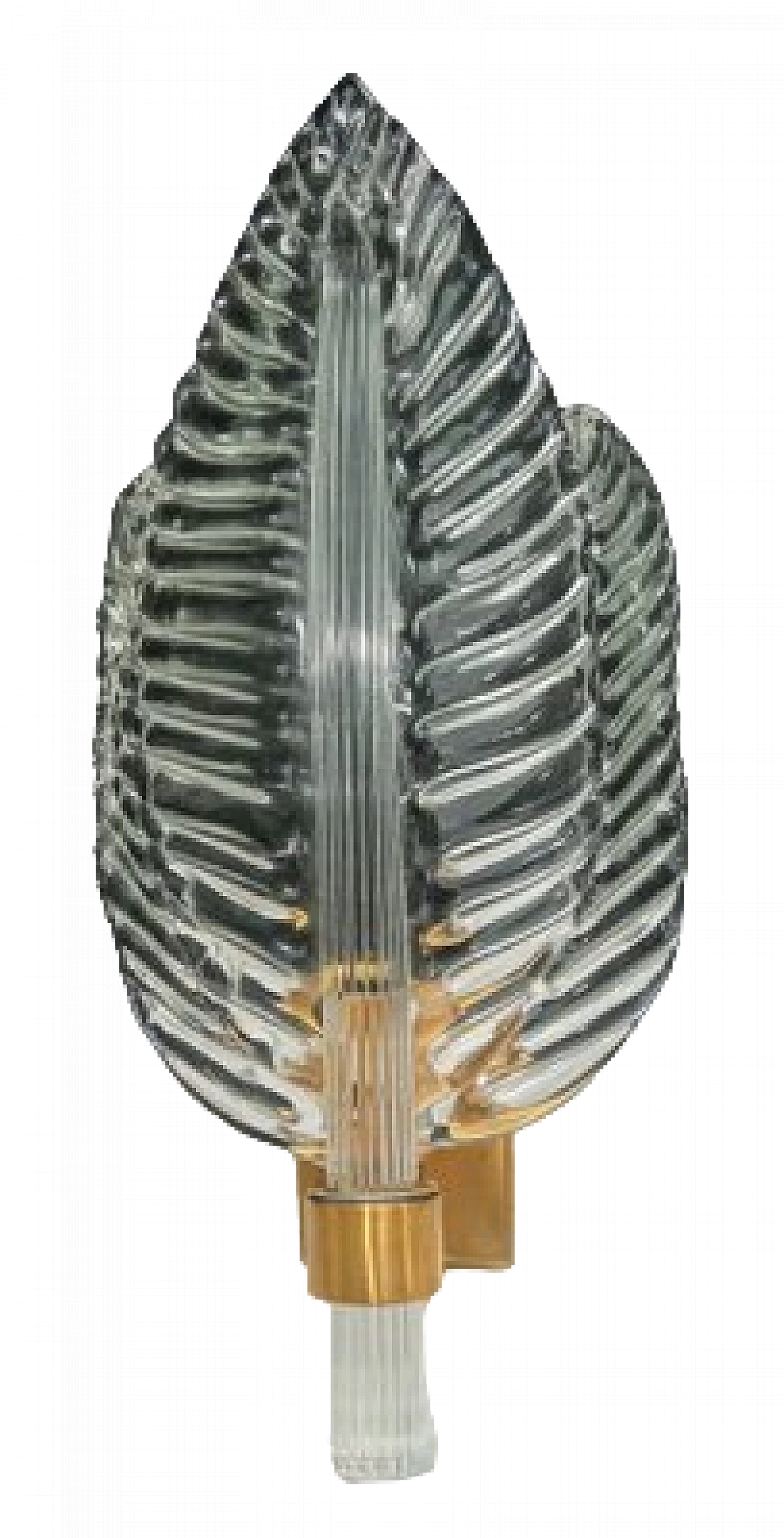 Applique foglia in vetro trasparente e ottone di Barovier & Toso 7