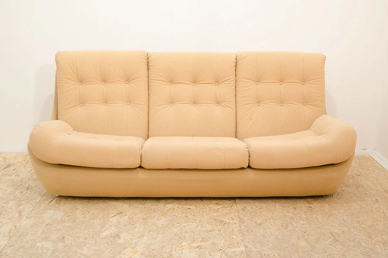 Beige fabric sofa by Jitona, 1970s 2