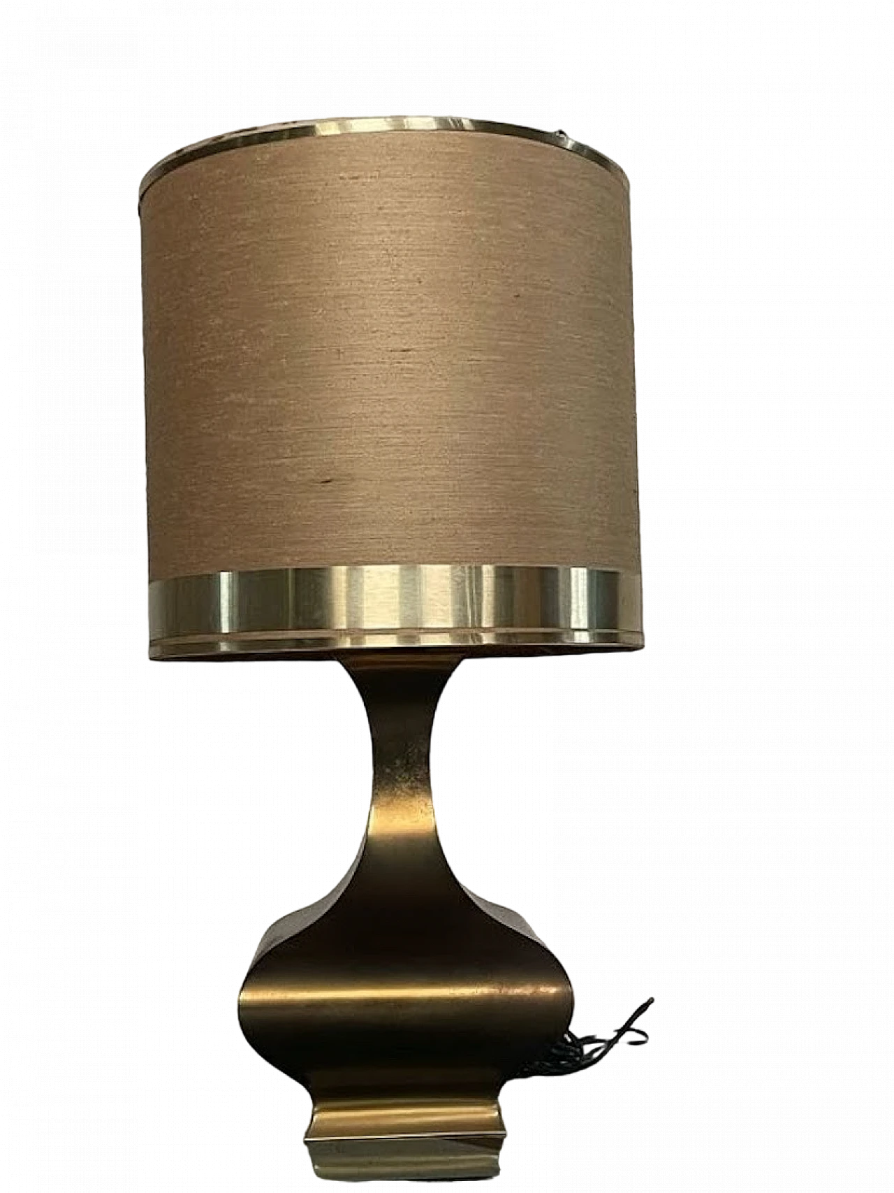 Brass table lamp with fabric lampshade, 1970s 10