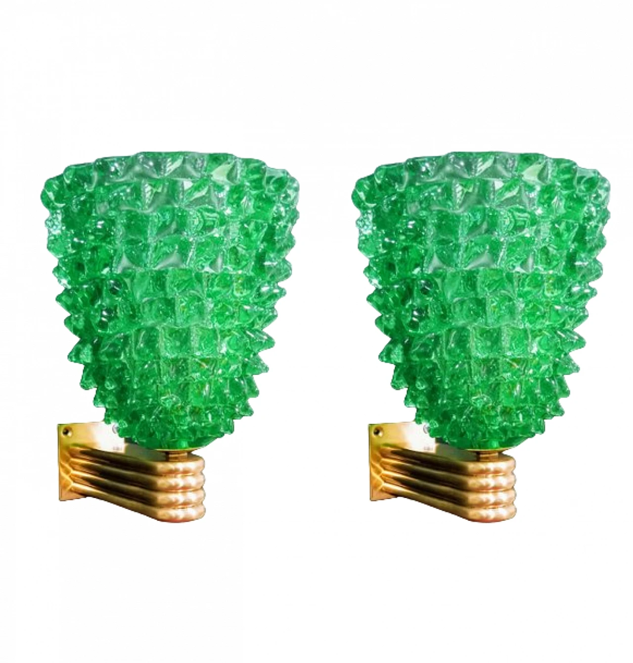 Pair of green glass wall lights by Barovier & Toso, 1980s 17