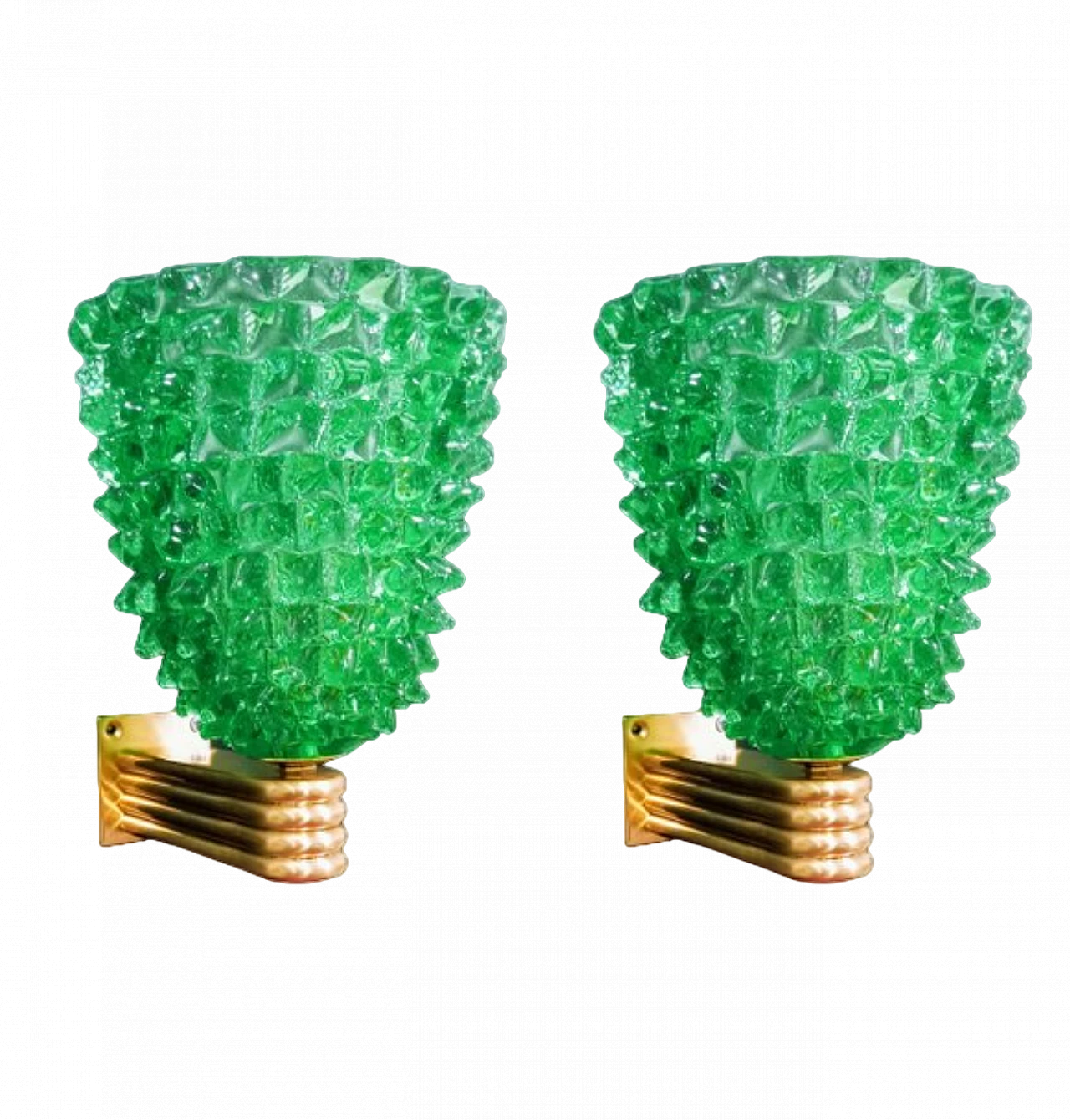 Pair of green glass wall lights by Barovier & Toso, 1980s 18