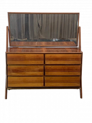 Wooden dresser with mirror with diagonal drawers, 1960s