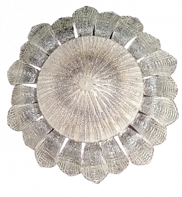 Transparent Murano glass flower ceiling lamp, 1980s