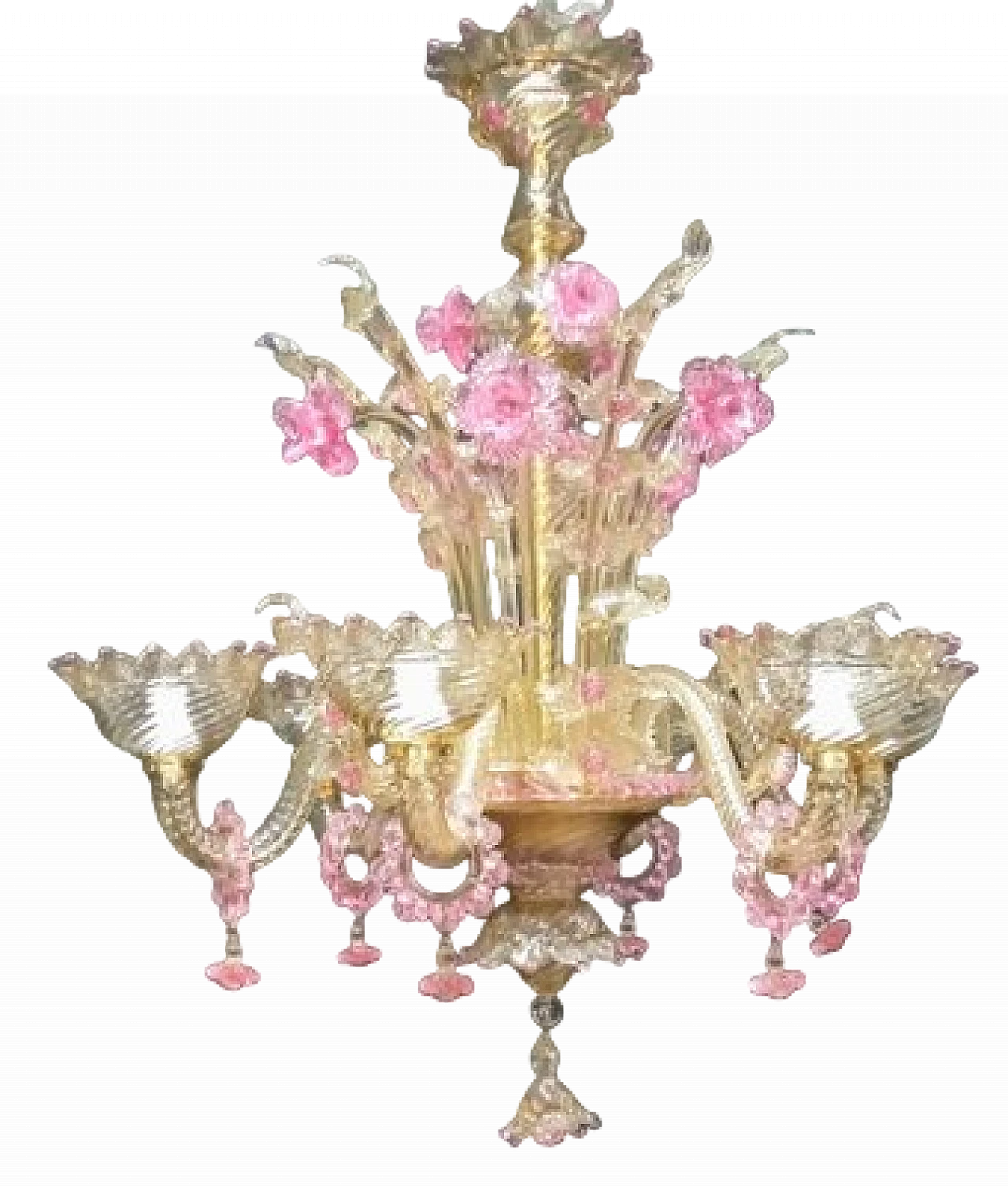 Lampadario in vetro di Murano colorato di Galliano Ferro, anni '80 14