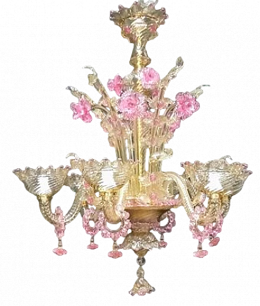 Colored Murano glass chandelier by Galliano Ferro, 1980s