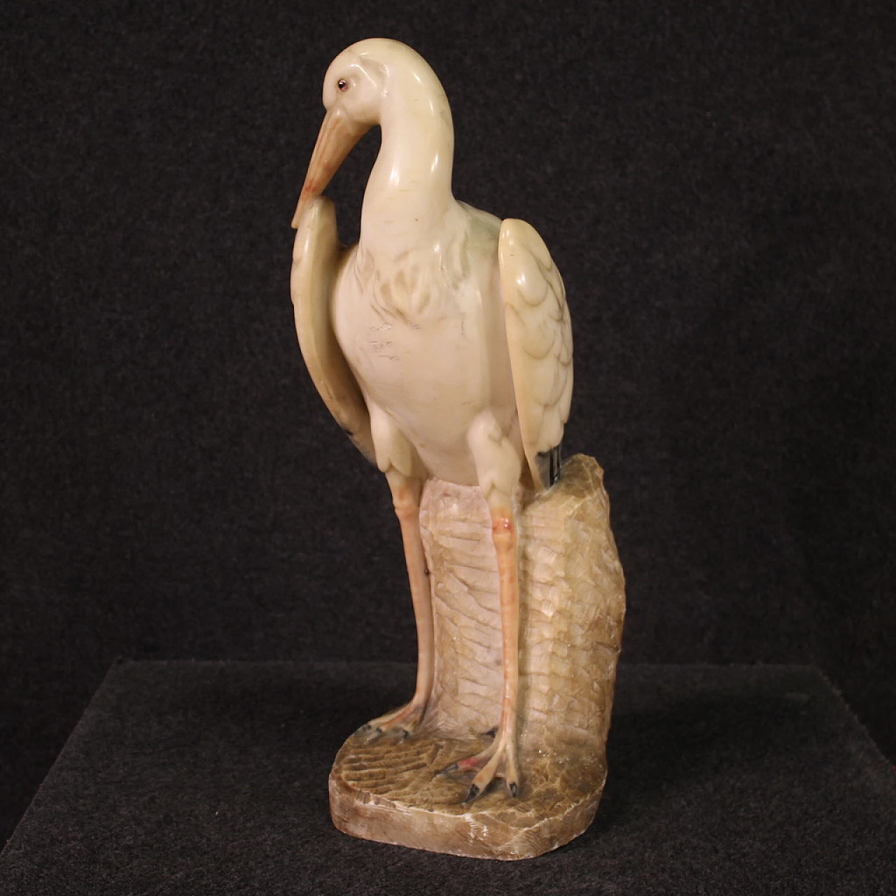 Heron, chiseled and patinated alabaster sculpture 5