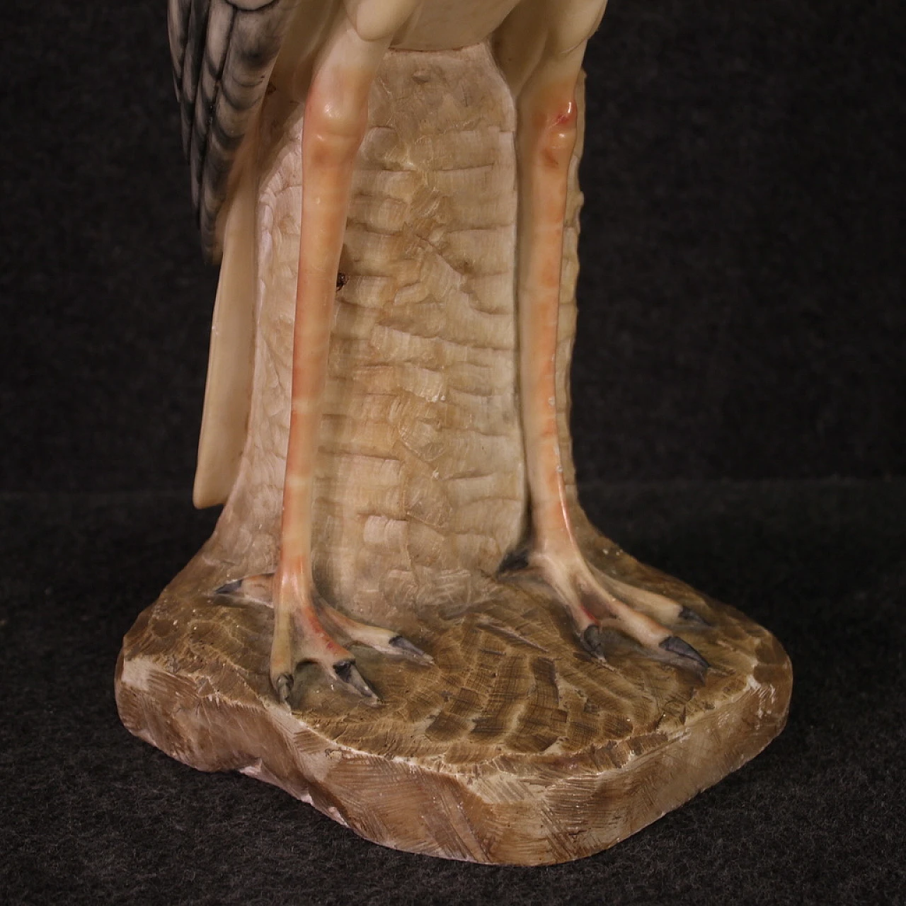 Heron, chiseled and patinated alabaster sculpture 7