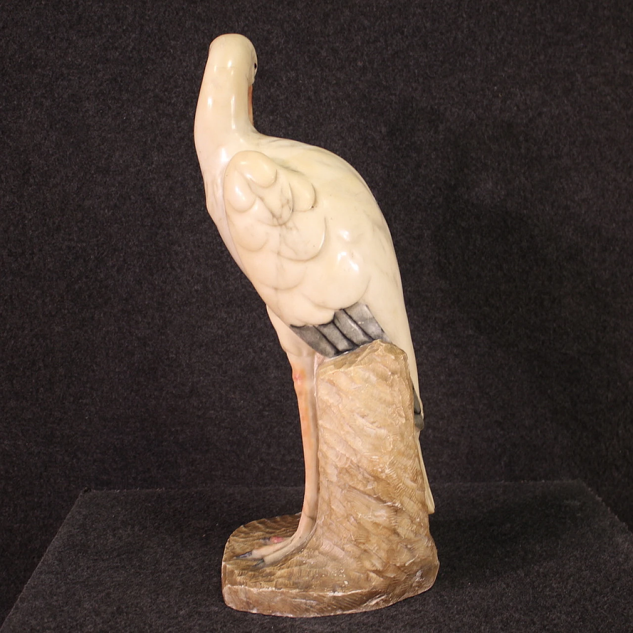 Heron, chiseled and patinated alabaster sculpture 8