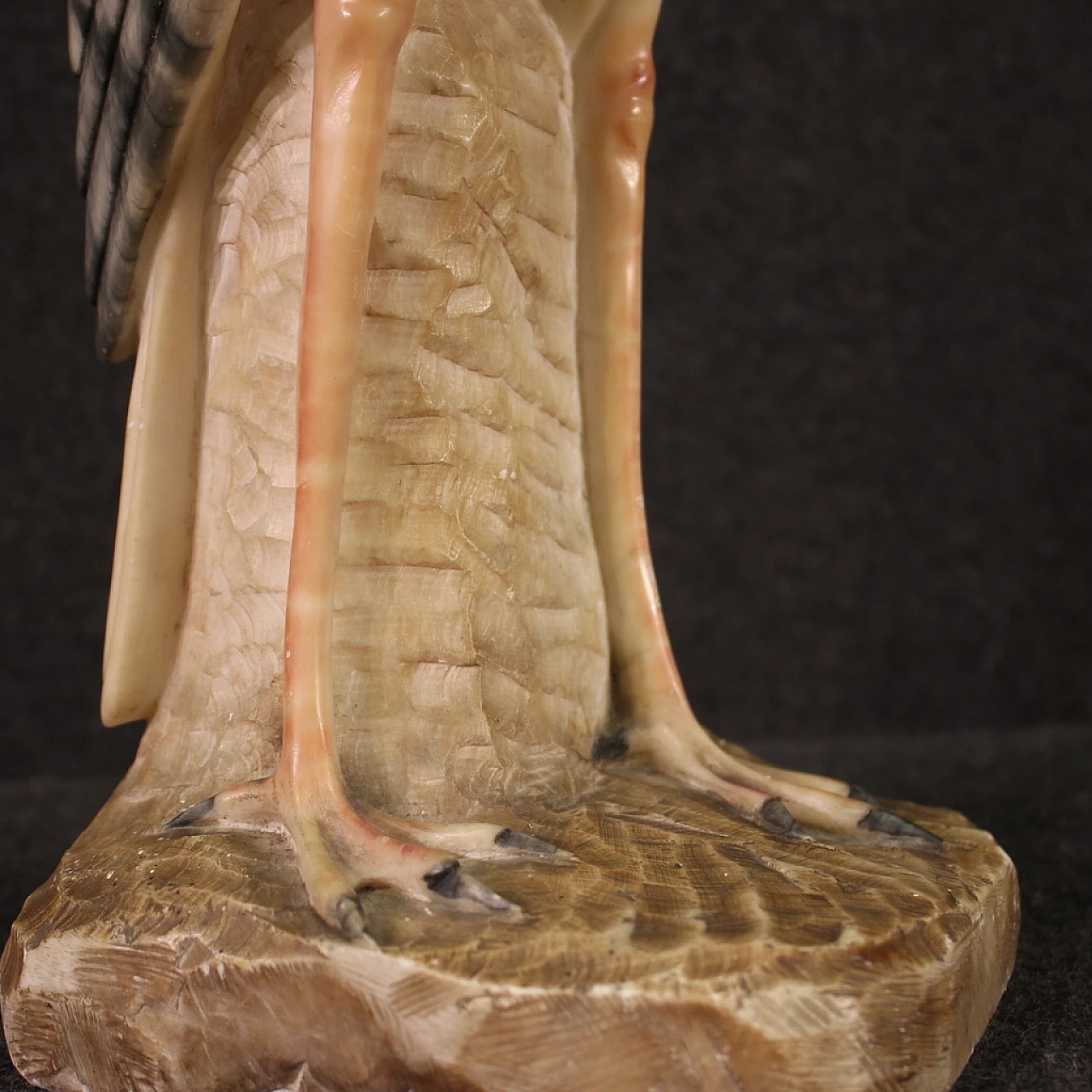 Heron, chiseled and patinated alabaster sculpture 10