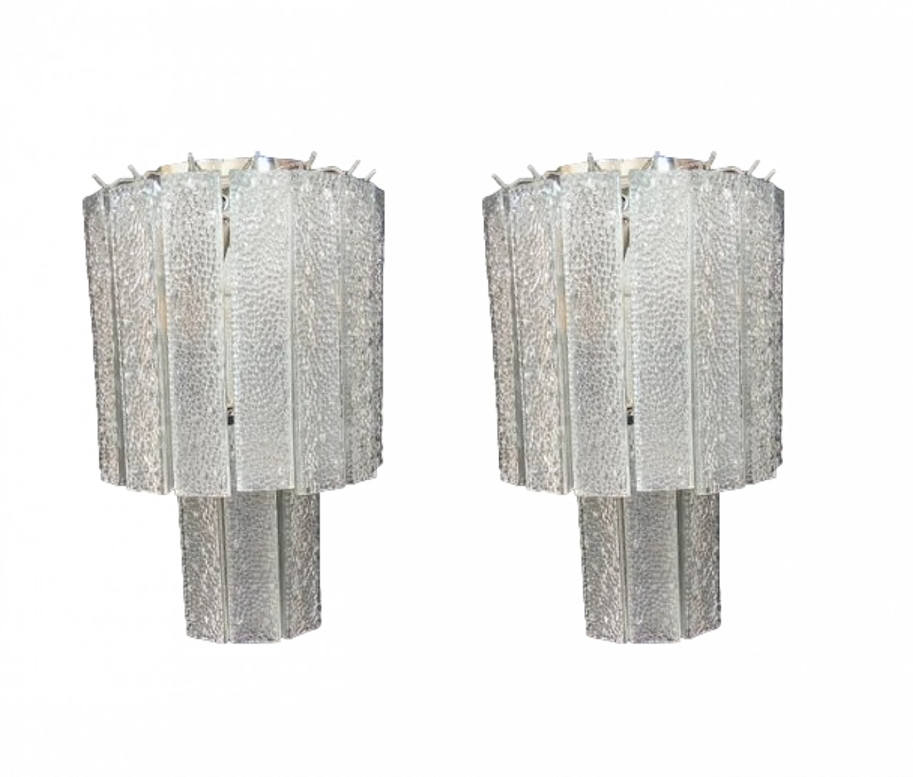 Coppia di applique in vetro di Murano trasparente di VeArt, anni '70 11