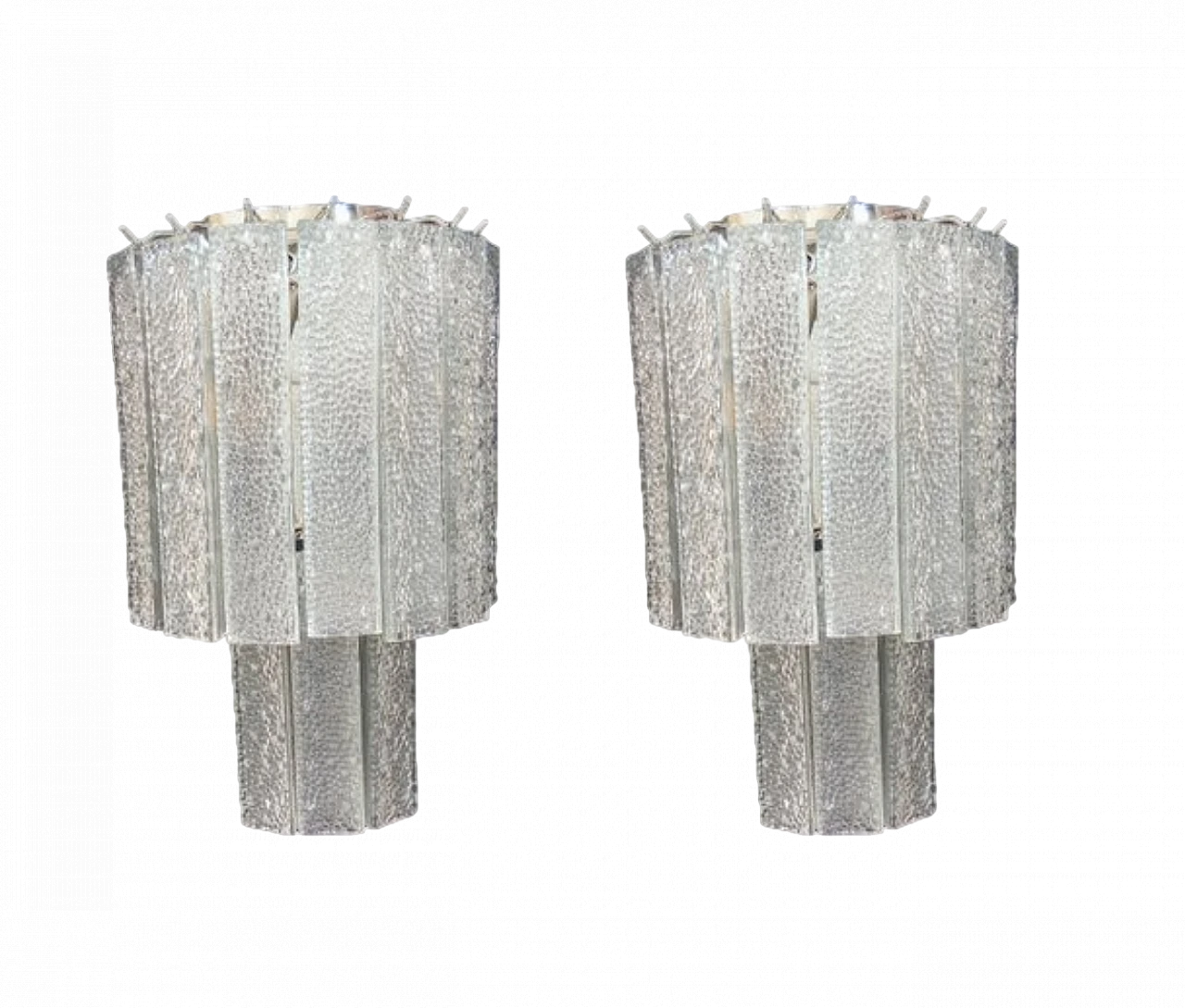 Pair of transparent Murano glass wall lights by VeArt, 1970s 12