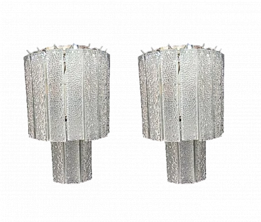 Pair of transparent Murano glass wall lights by VeArt, 1970s