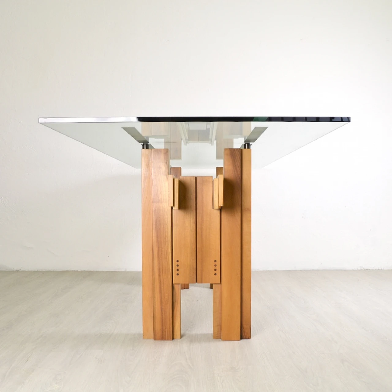 Tavolo Cangrande in legno e vetro di Franco Poli per Bernini, 1979 8