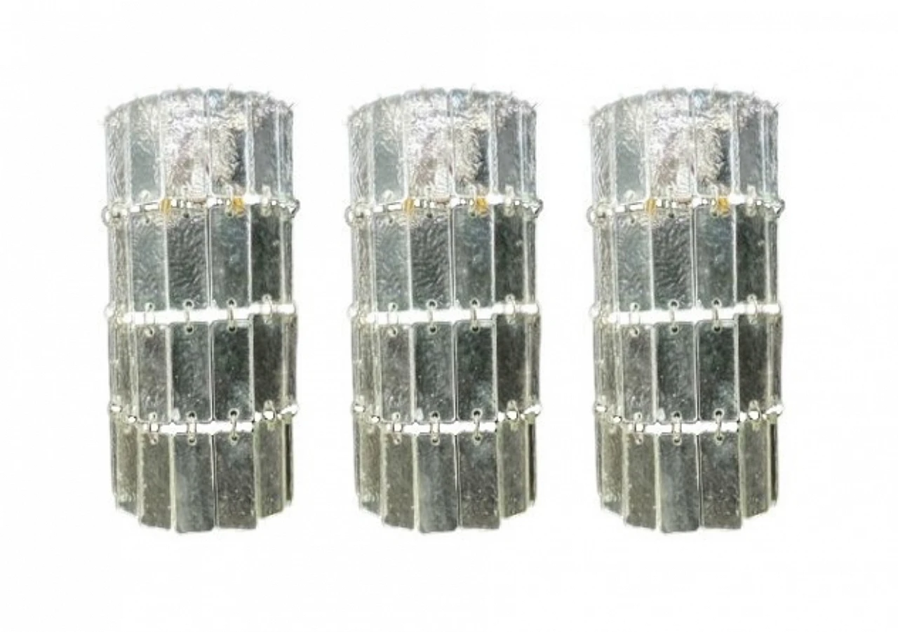 3 Wall lights in transparent Murano glass by VeArt, 1960s 17