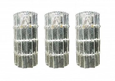 3 Wall lights in transparent Murano glass by VeArt, 1960s