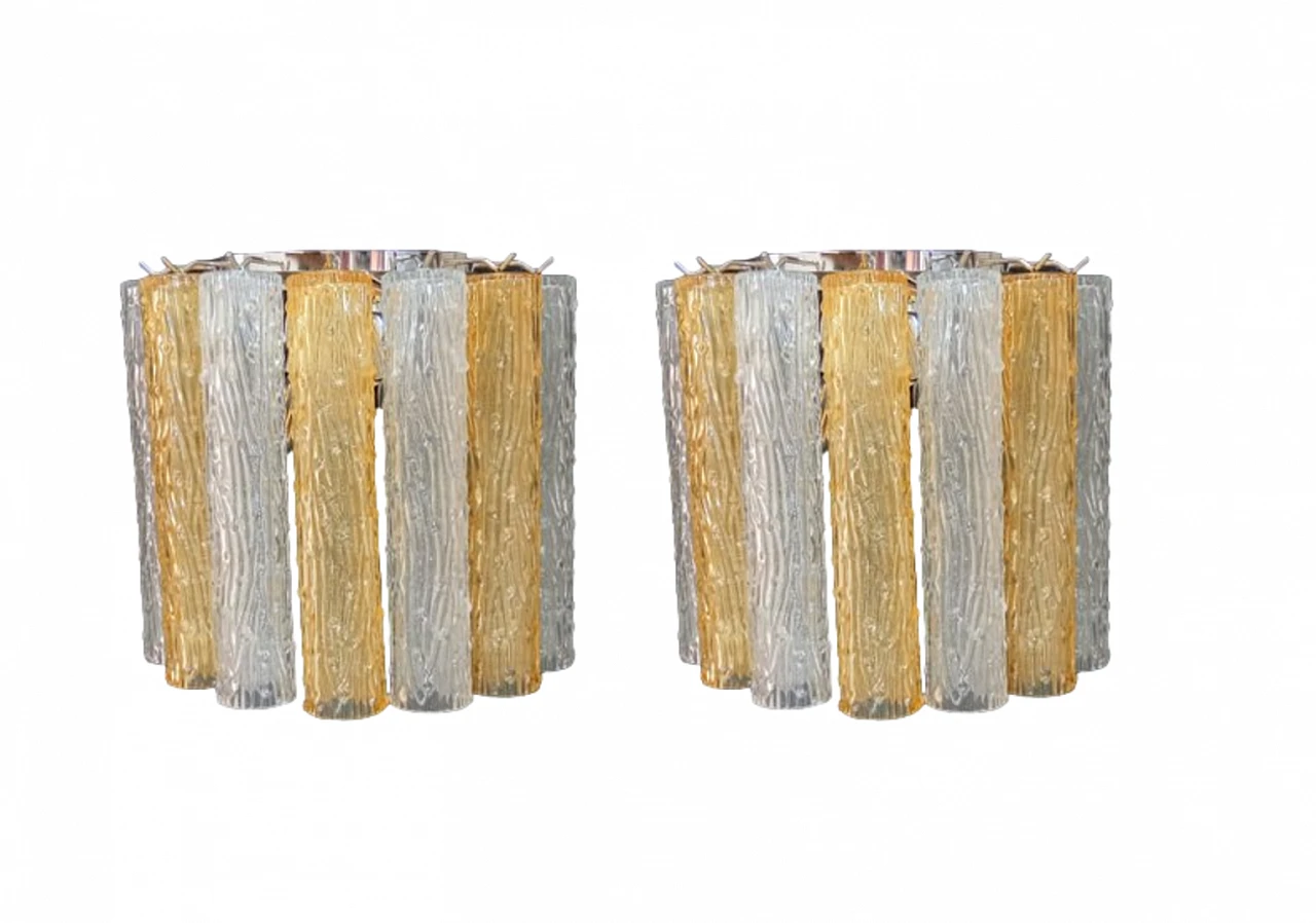 Pair of two-tone Murano glass wall lights by VeArt, 1970s 12