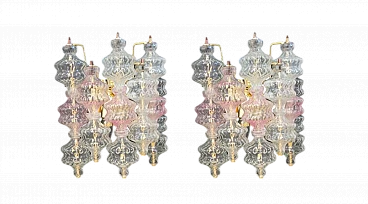 Pair of transparent and amethyst glass wall lights by VeArt, 1970s