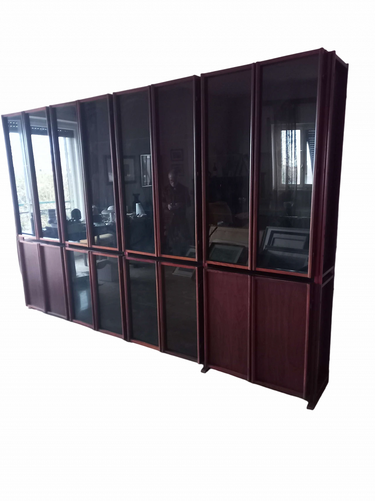 Libreria GS in legno e cristallo di G. Songia per Sormani, anni '70 5