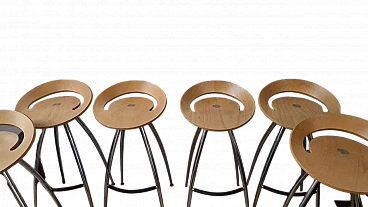 6 Lyra beech stools by Design Group Italia for Magis