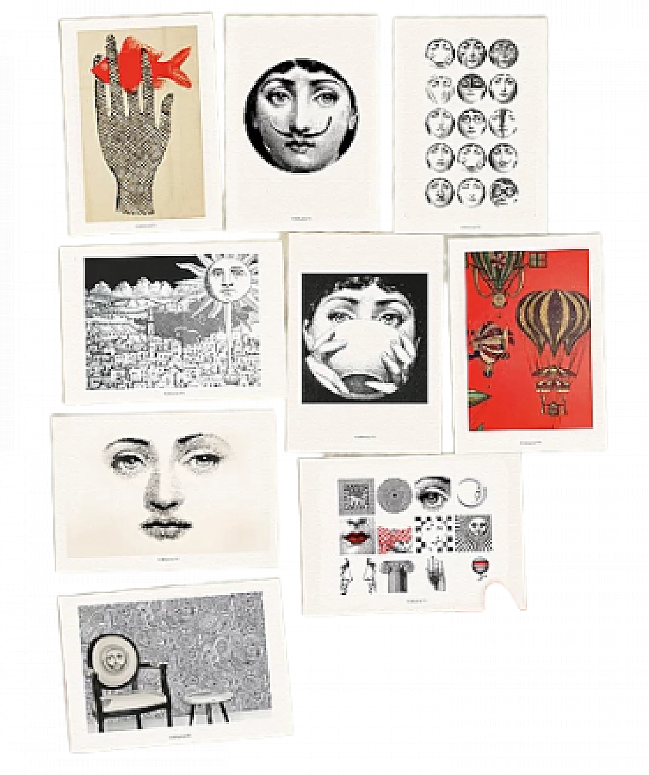 26 Theme and Variations postcards by Piero Fornasetti, 2000s 23