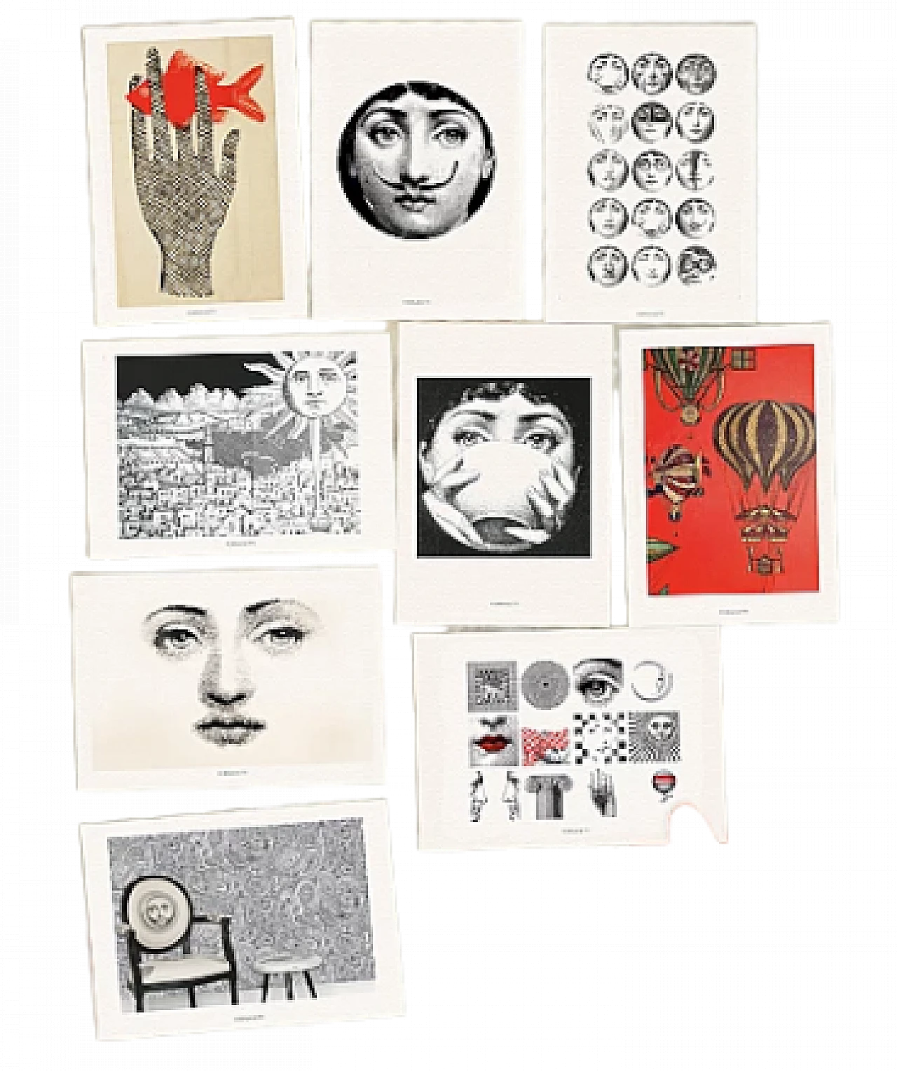 26 Theme and Variations postcards by Piero Fornasetti, 2000s | intOndo