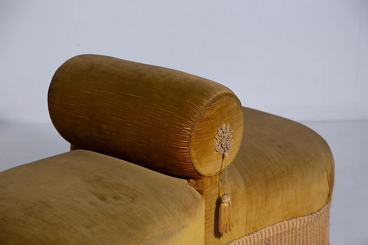 Wood and velvet bench with tassels, 1950s 5