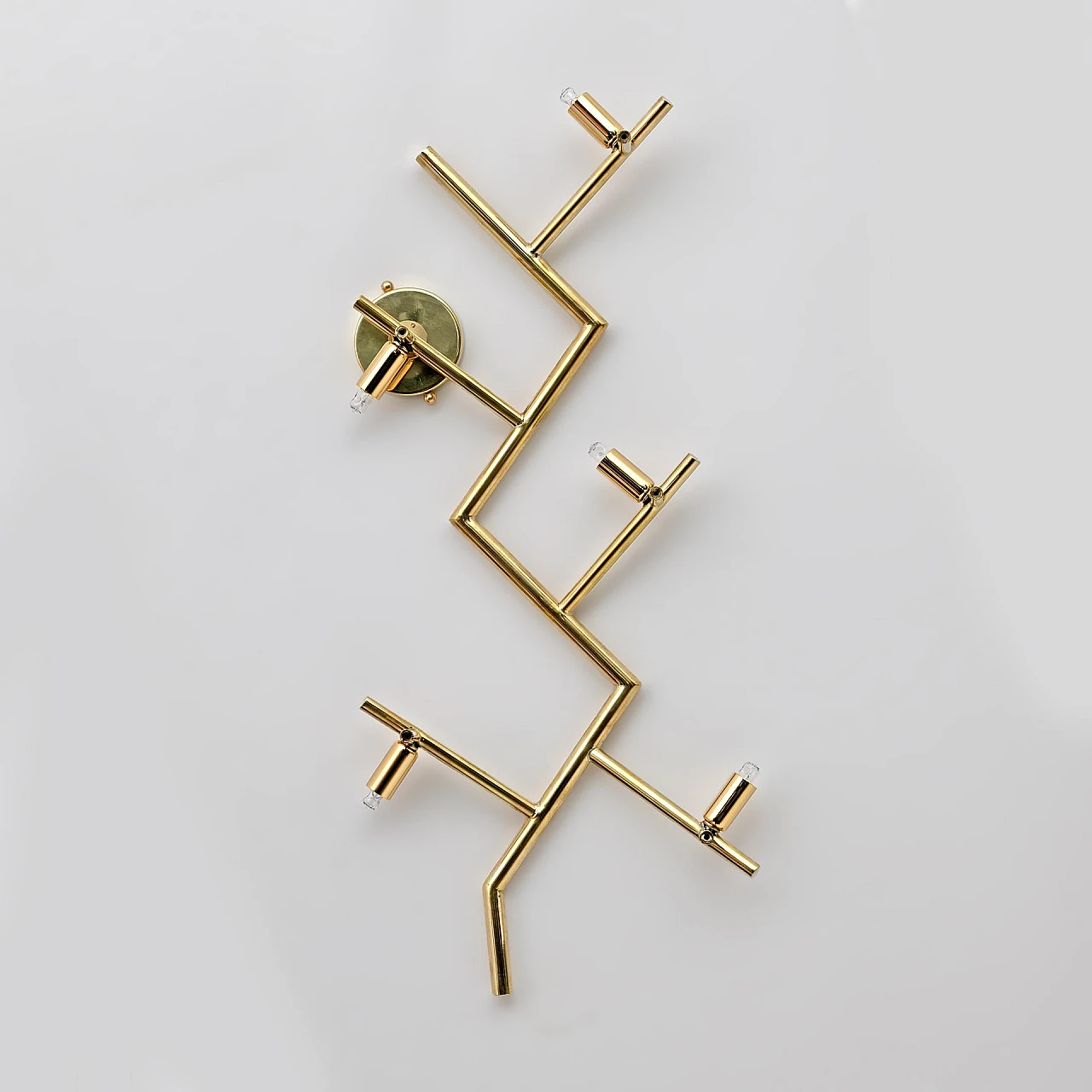 Coppia di applique in vetro di Murano e ottone con fiori, anni '90 9