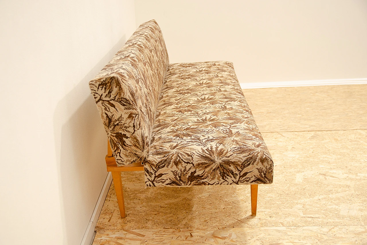 Beech and fabric sofa bed by Miroslav Navrátil, 1960s 5