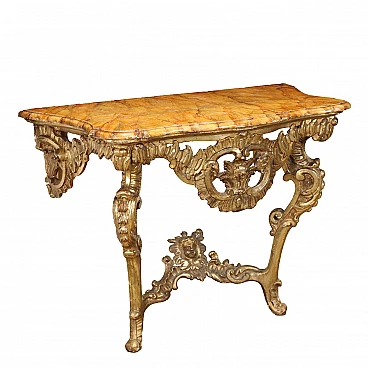 Baroque console table with lacquered marbled top, mid-18th century