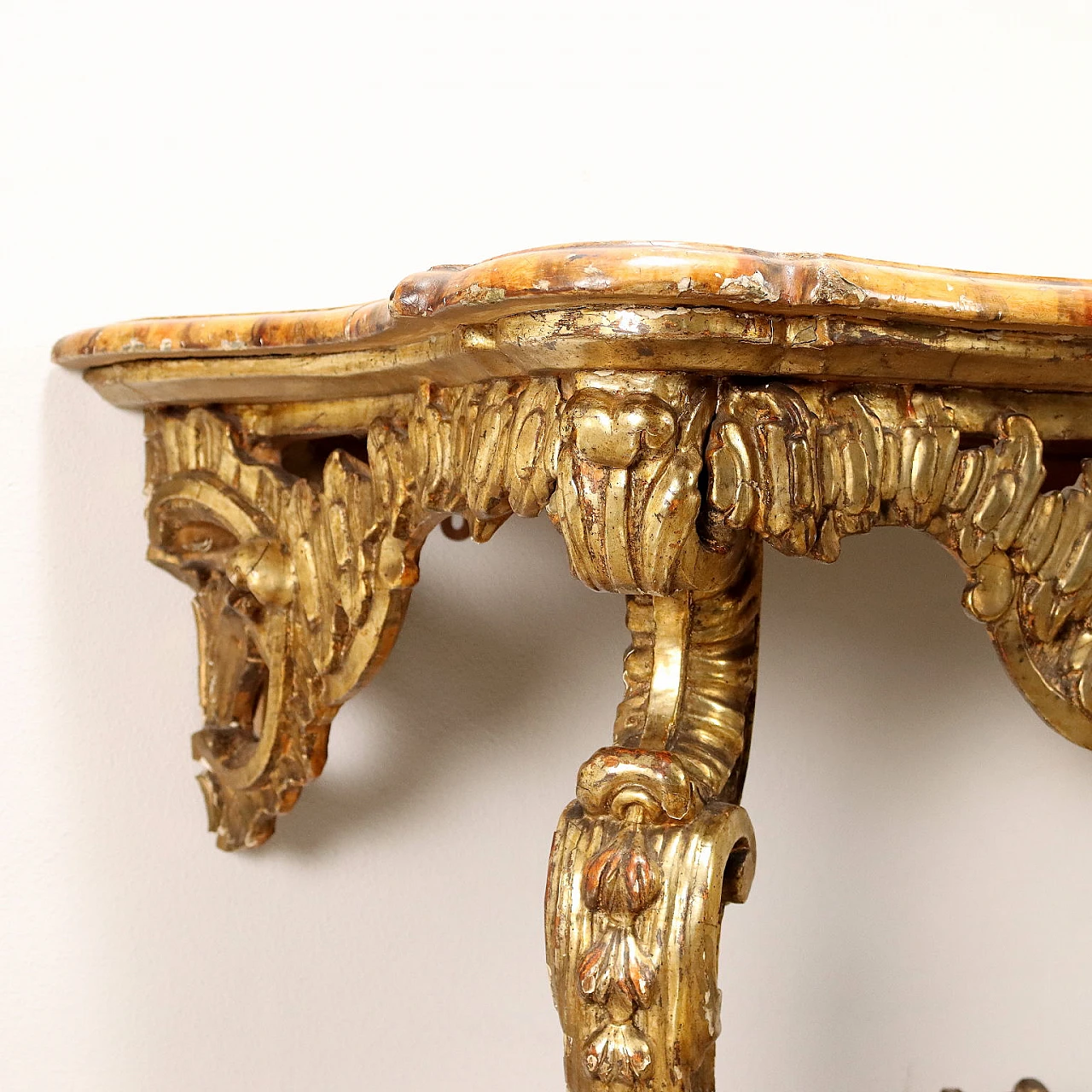 Baroque console table with lacquered marbled top, mid-18th century 3