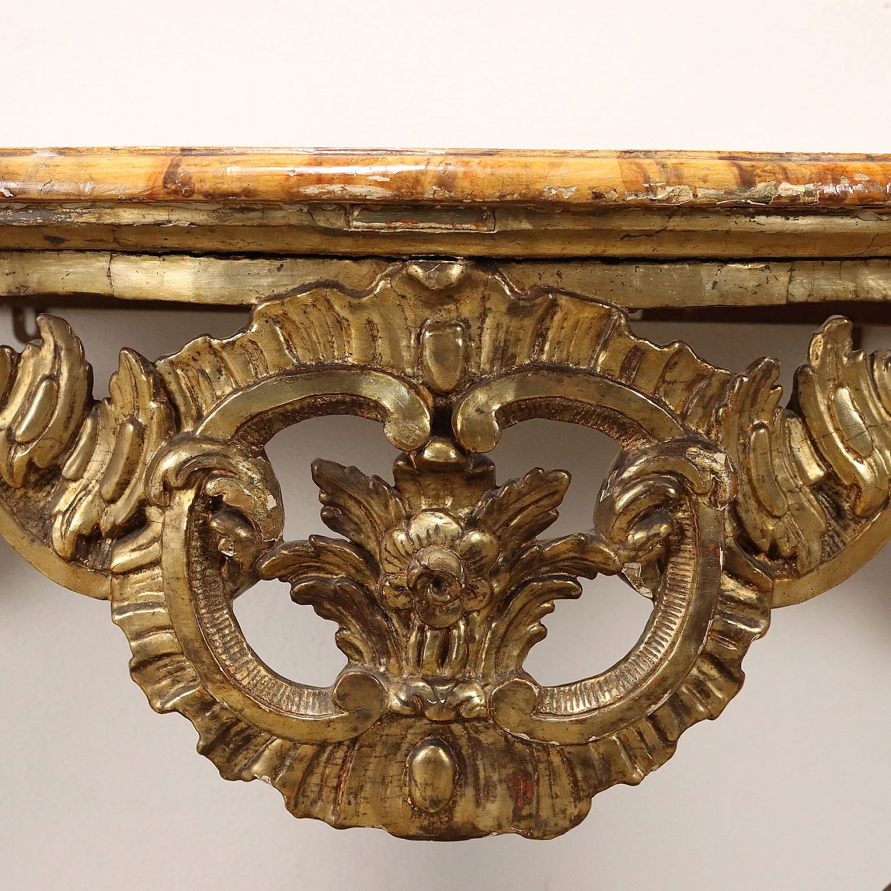 Baroque console table with lacquered marbled top, mid-18th century 4