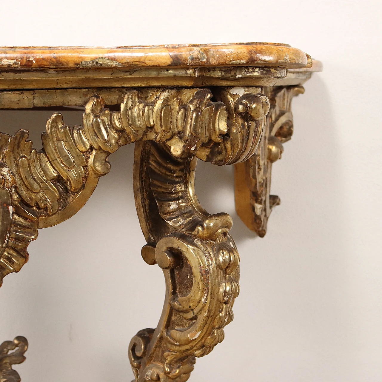 Baroque console table with lacquered marbled top, mid-18th century 5