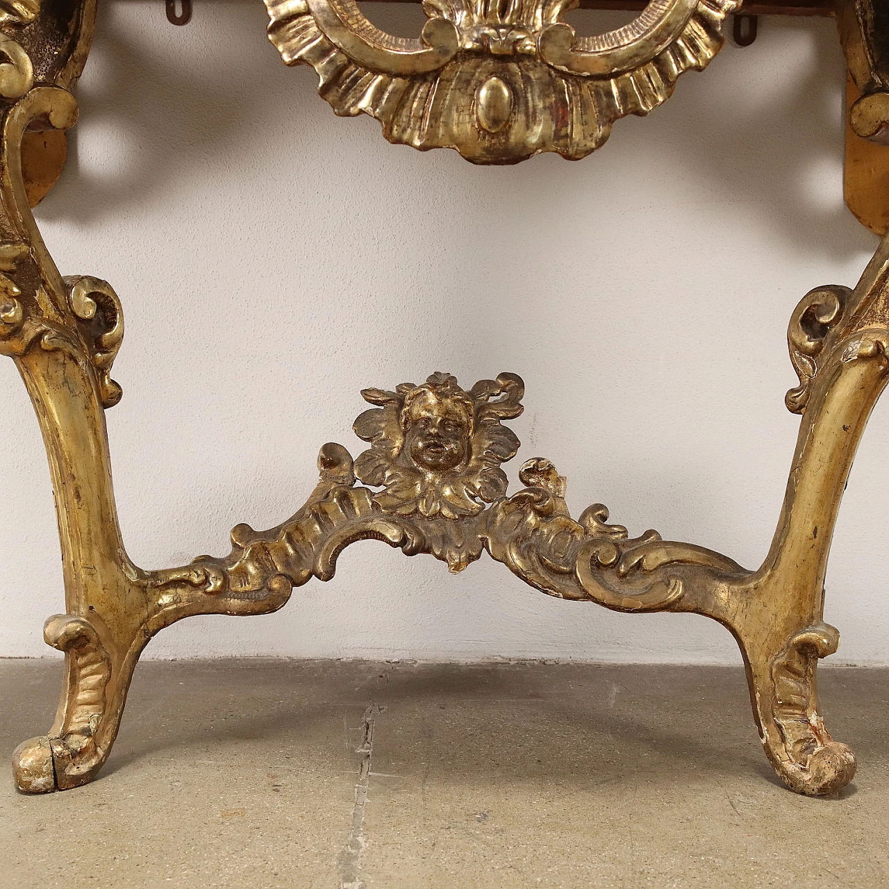 Baroque console table with lacquered marbled top, mid-18th century 7
