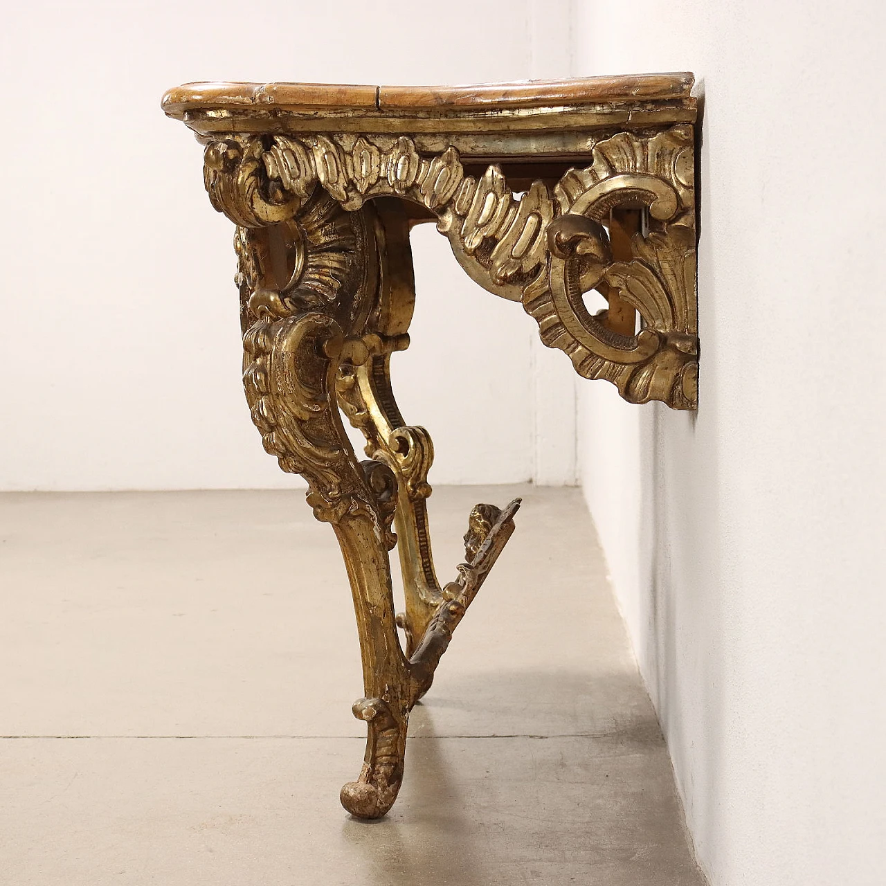 Baroque console table with lacquered marbled top, mid-18th century 9