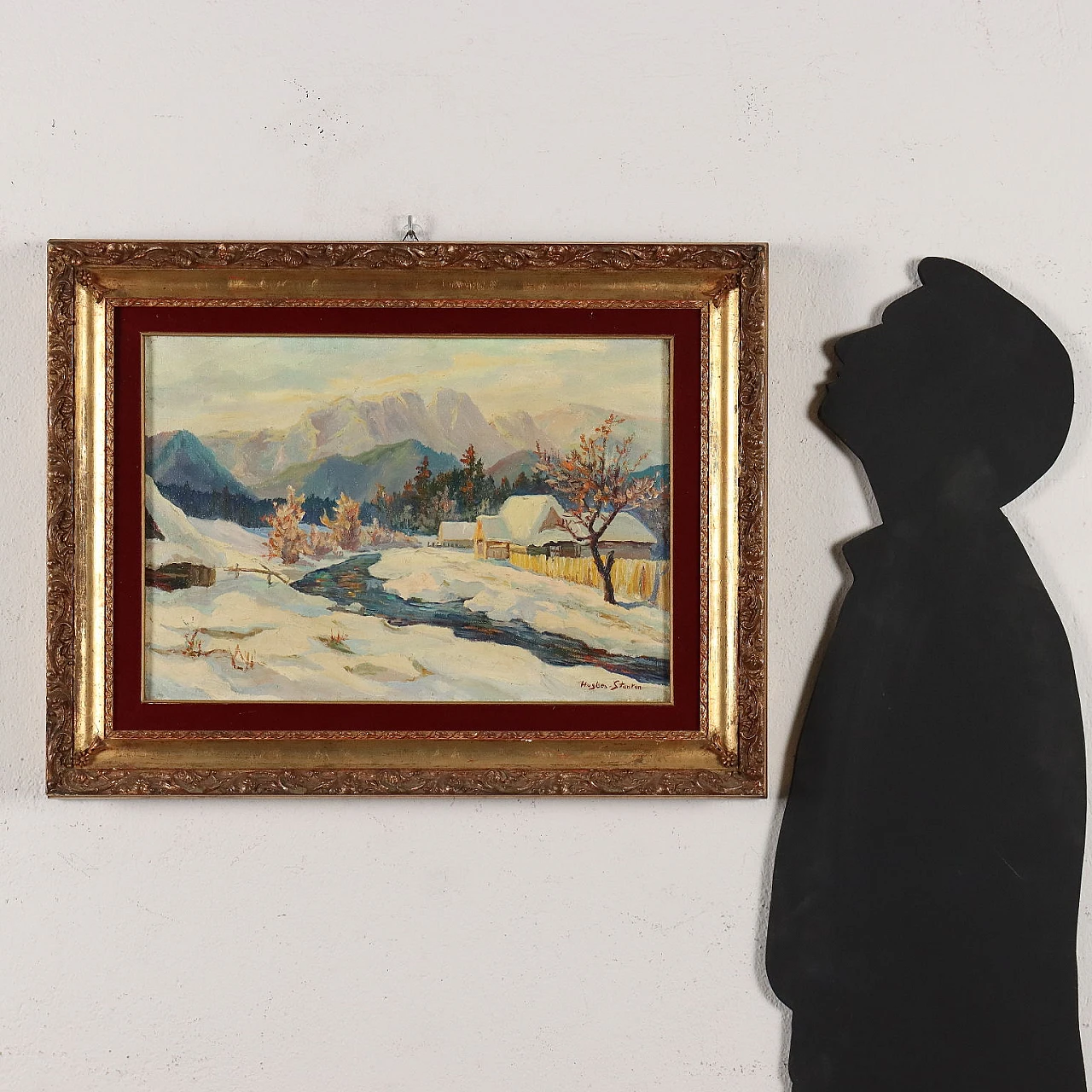 Herbert Hughes-Stanton, paesaggio innevato, dipinto a olio su tela 2