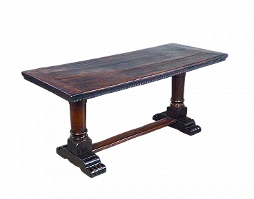 Solid walnut table with paw feet, 18th century