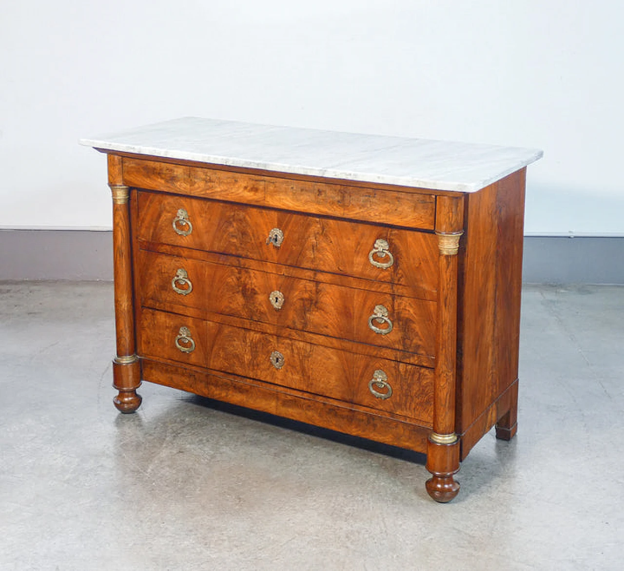 Empire walnut and marble dresser, first half of the 19th century 1