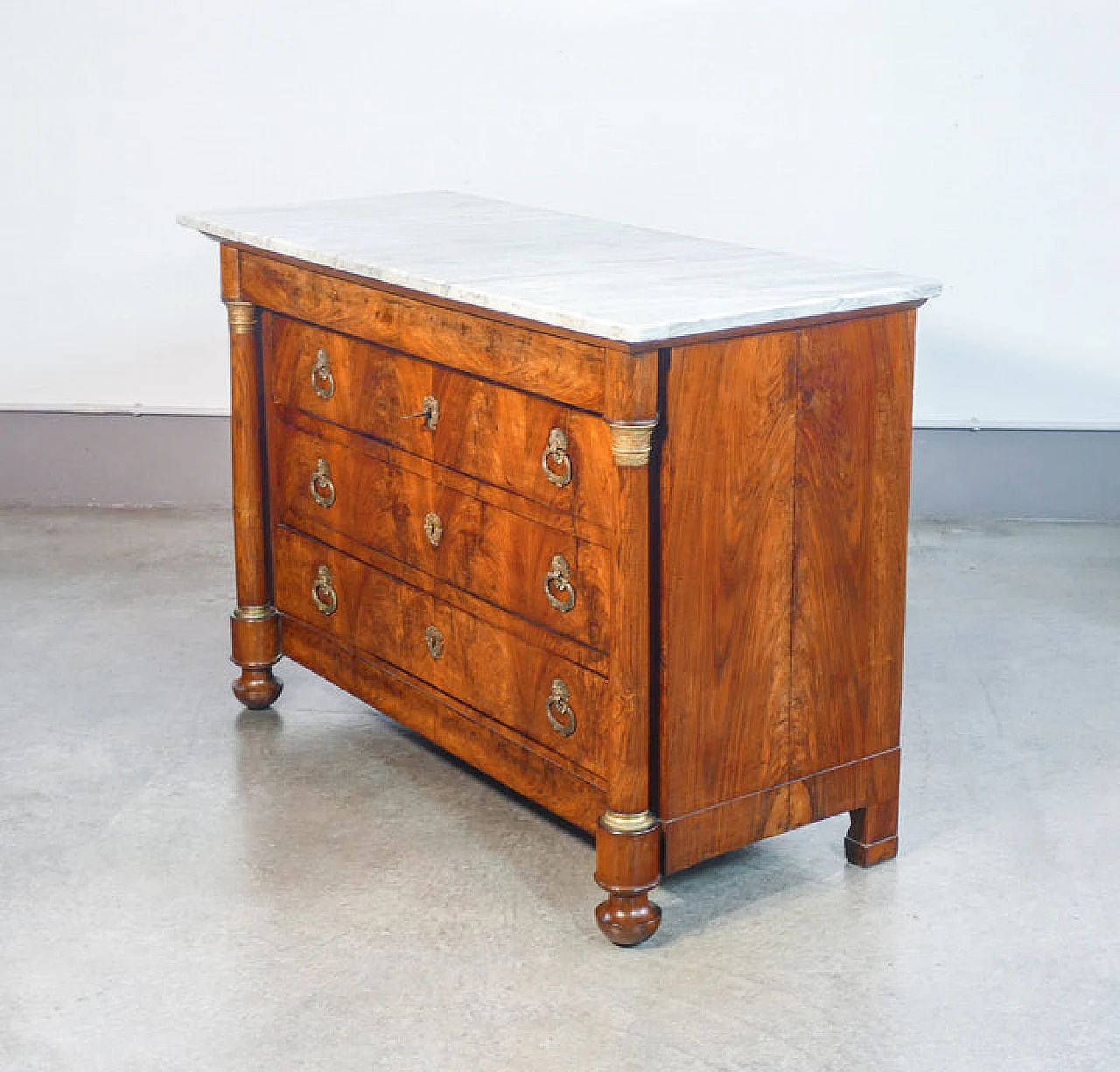 Empire walnut and marble dresser, first half of the 19th century 2